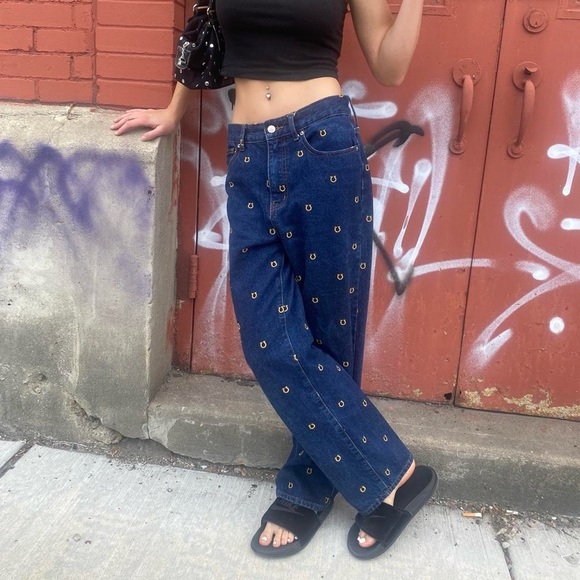 BDG High Waisted Cowboy Horseshoe Denim Jeans size 26 Urban Outfitters Concert - Picture 14 of 14